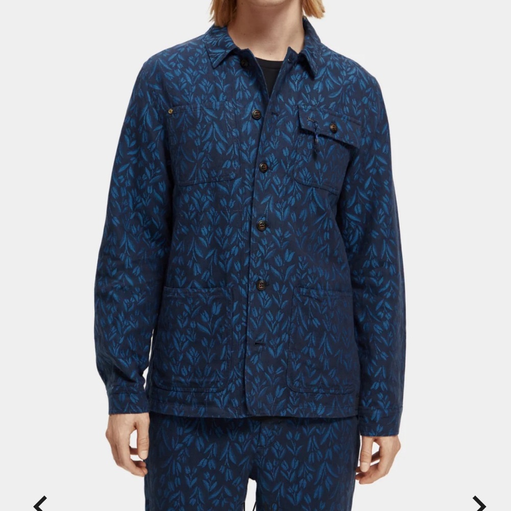 NWT - Scotch & Soda Men’s Linen Blended Jacquard Overshirt Jacket - Size M - Picture 2 of 10